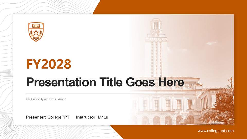 The University of Texas at Austin Academic Presentation/Research Findings Report PPT Template16:9 ratio PPT effect preview image
