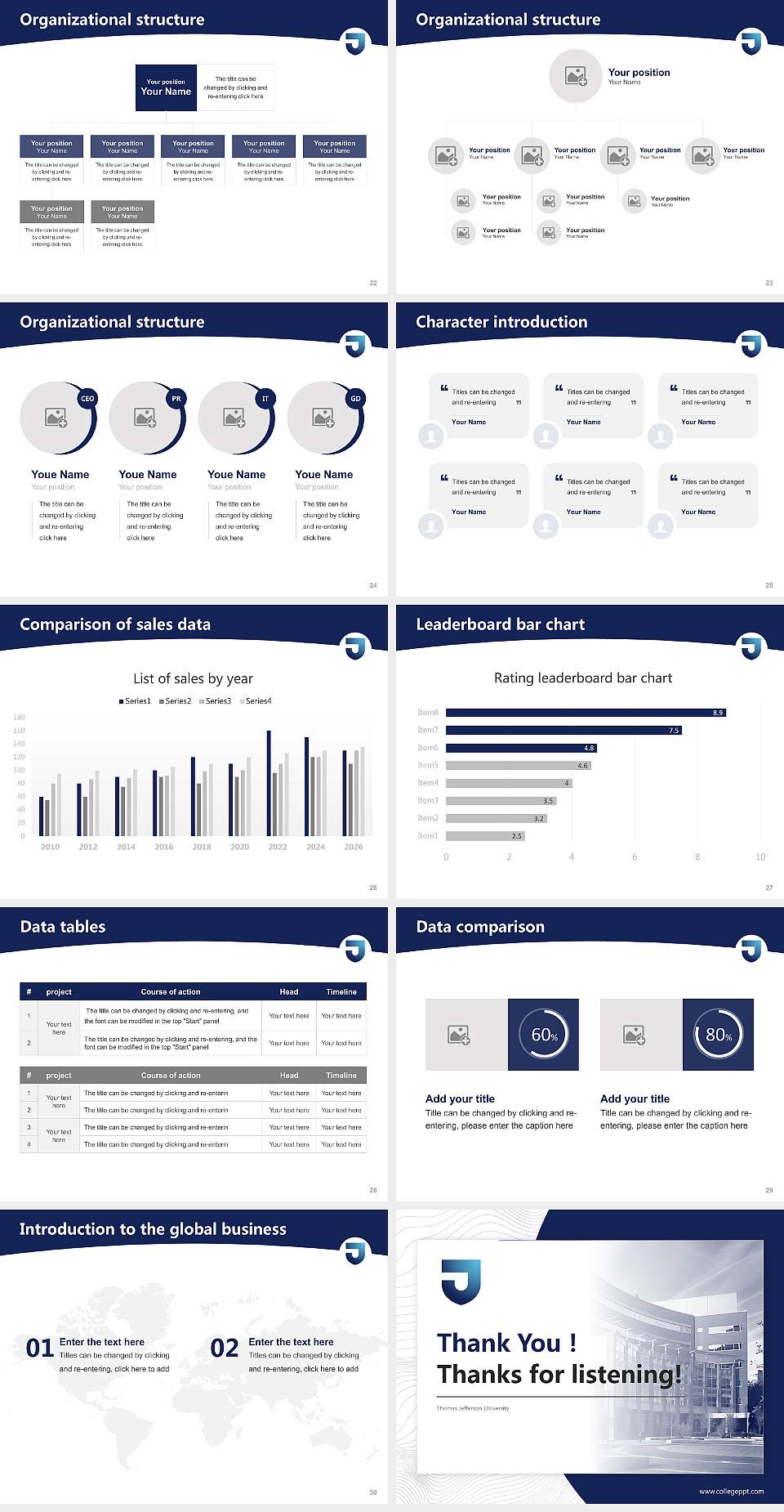Thomas Jefferson University Academic Presentation/Research Findings Report PPT Template4:3 ratio PPT effect preview image4