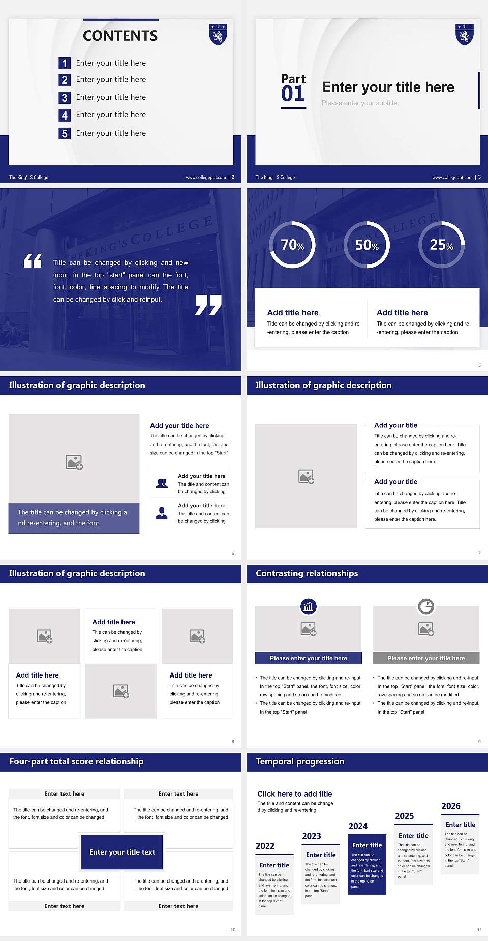 The King’S College Thesis Proposal/Graduation Defense PPT Template4:3 ratio PPT effect preview image2