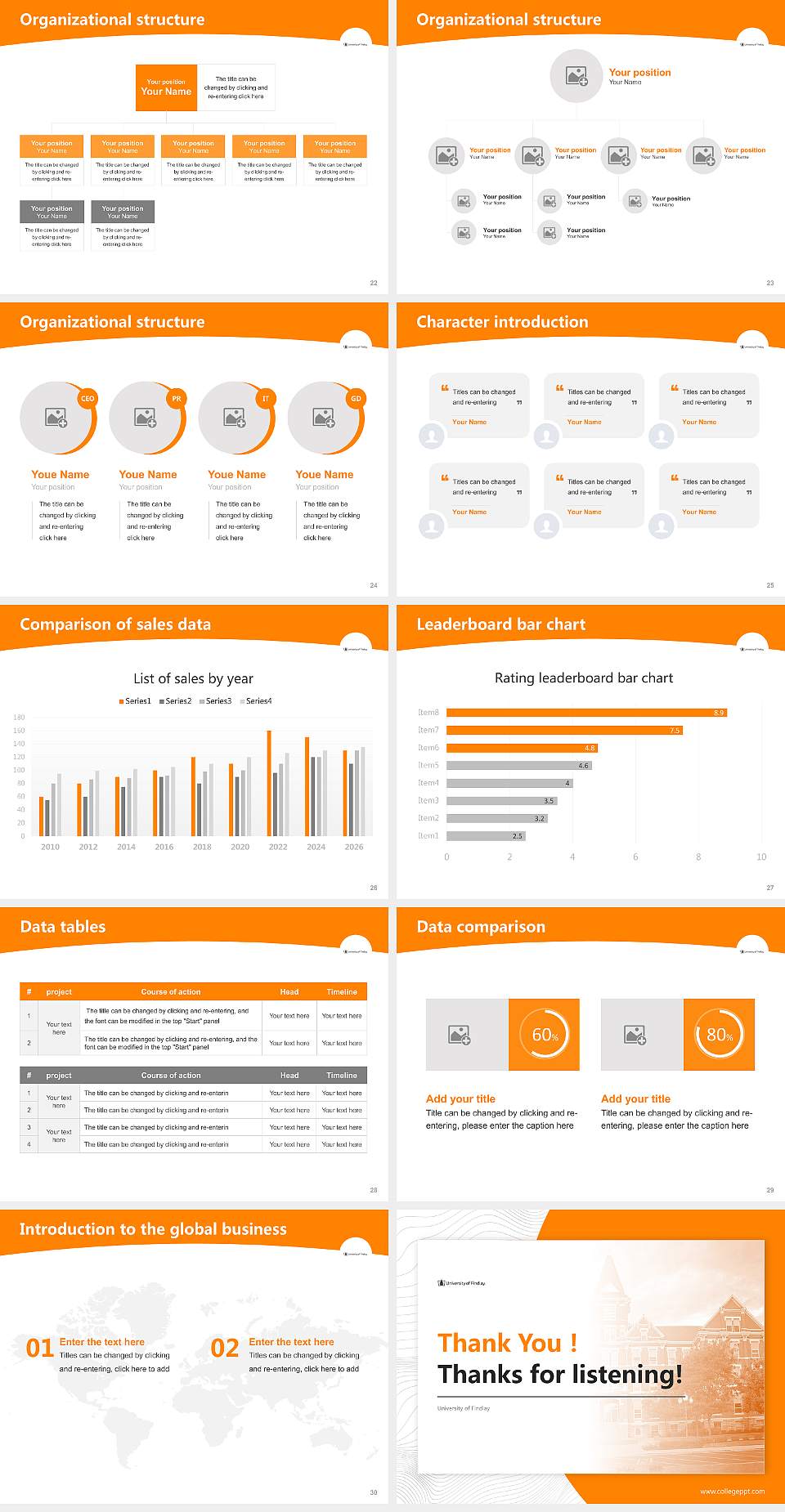 University of Findlay Academic Presentation/Research Findings Report PPT Template4:3 ratio PPT effect preview image4