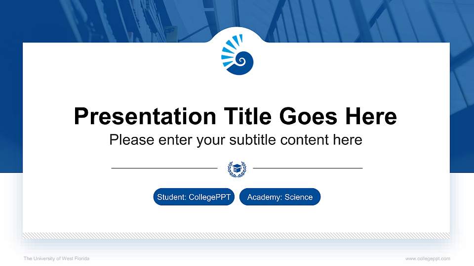 The University of West Florida National Scholarship Defense PPT Template16:9 ratio PPT effect preview image1
