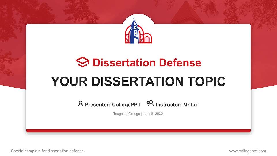 Tougaloo College Graduation Thesis Defense PPT Template16:9 ratio PPT effect preview image