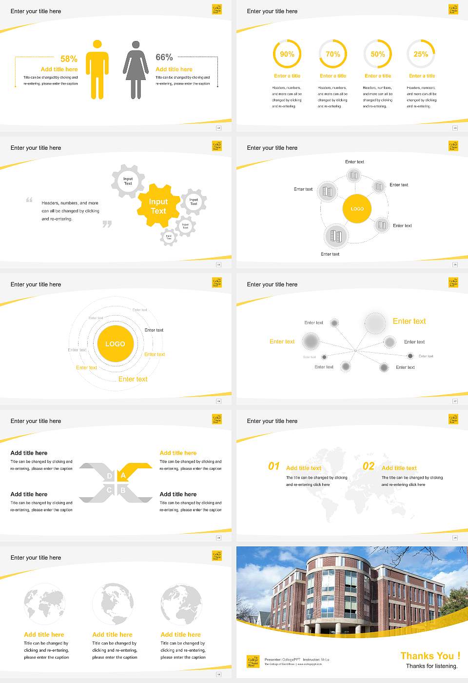 The College of Saint Rose Course/Courseware Creation PPT Template16:9 ratio PPT effect preview image4