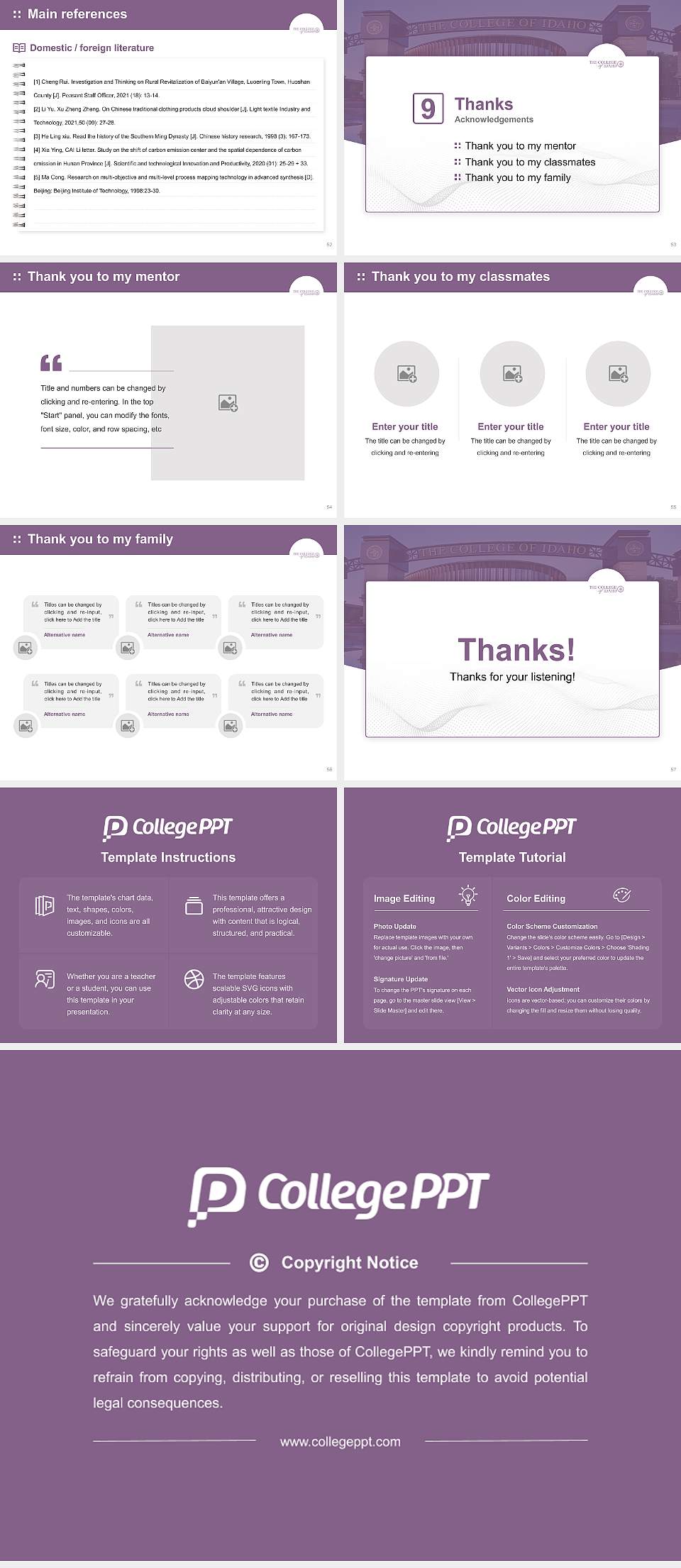 The College of Idaho Graduation Thesis Defense PPT Template4:3 ratio PPT effect preview image7