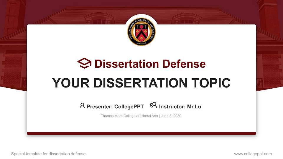 Thomas More College of Liberal Arts Graduation Thesis Defense PPT Template16:9 ratio PPT effect preview image1