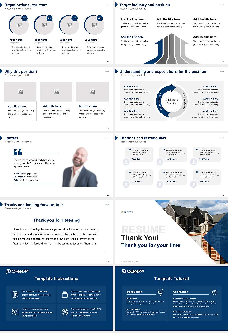 The University of Tennessee-Chattanooga Resume PPT Template16:9 ratio PPT effect preview image4