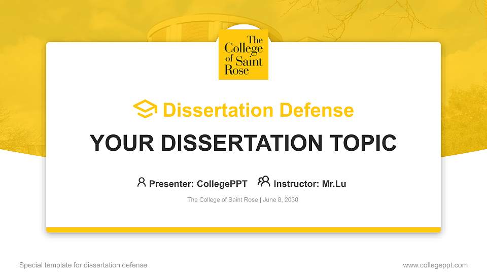 The College of Saint Rose Graduation Thesis Defense PPT Template16:9 ratio PPT effect preview image