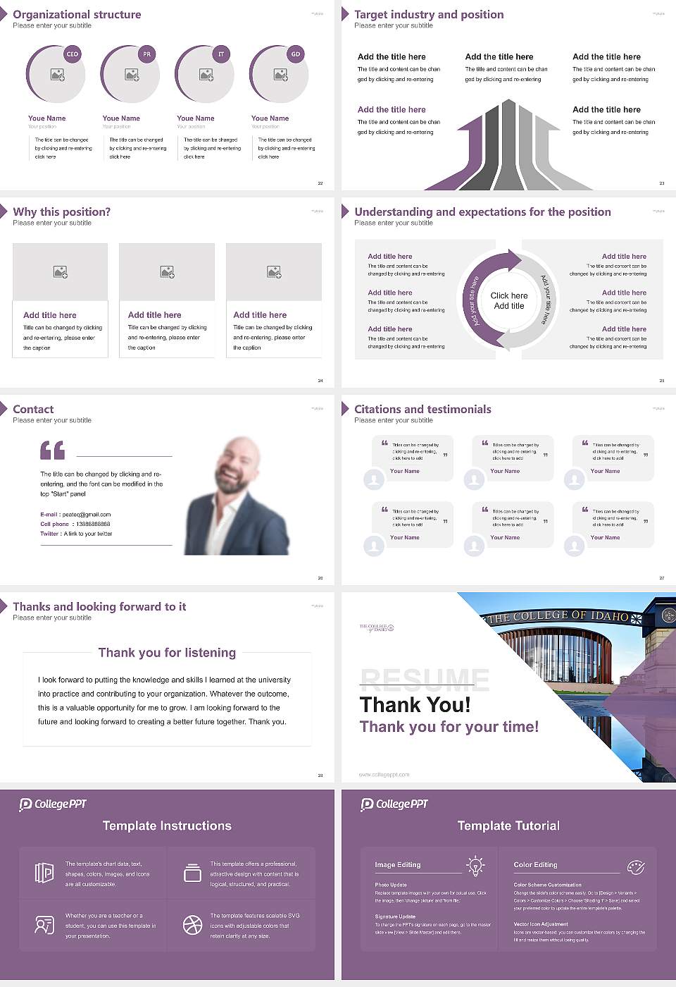 The College of Idaho Resume PPT Template16:9 ratio PPT effect preview image4