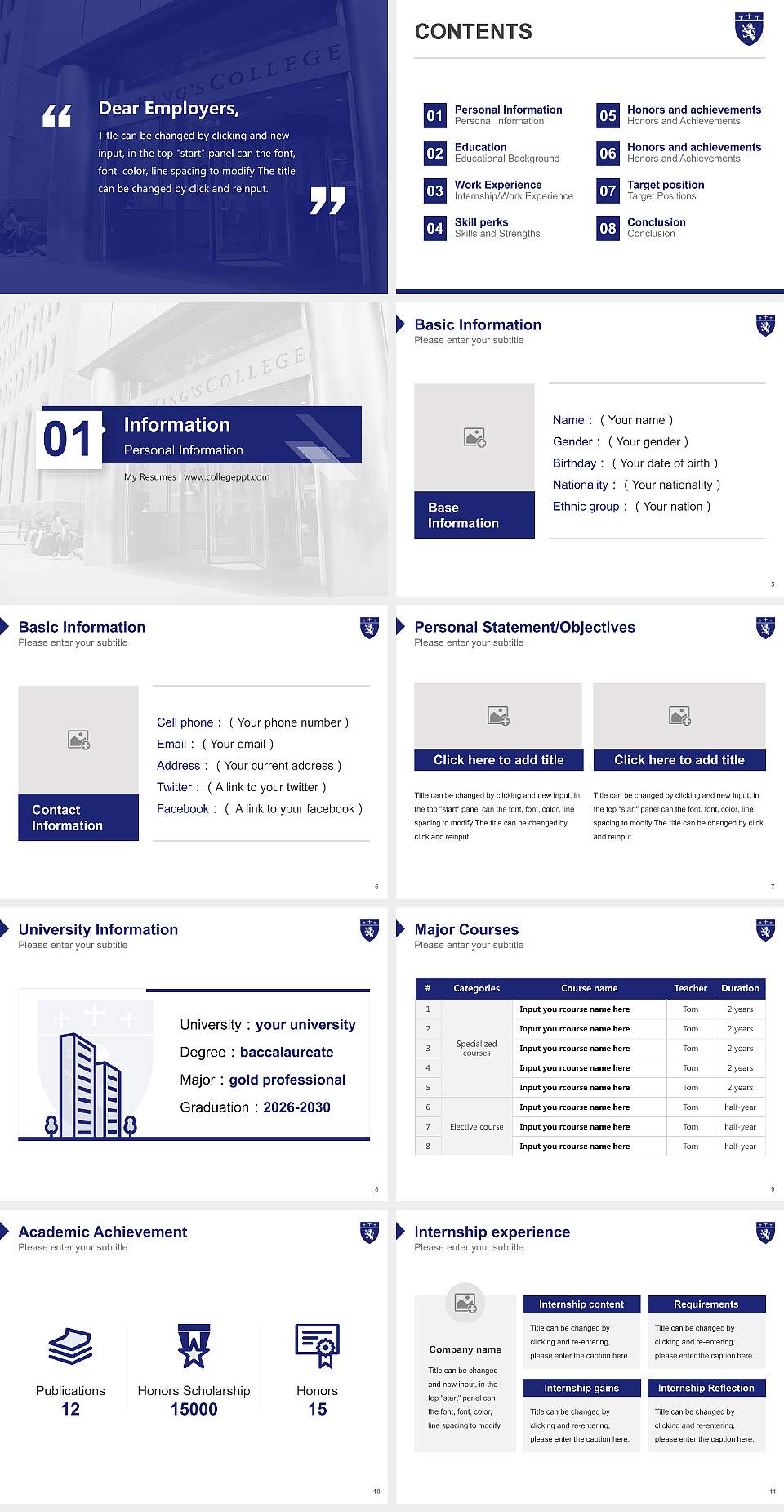 The King’S College Resume PPT Template4:3 ratio PPT effect preview image2