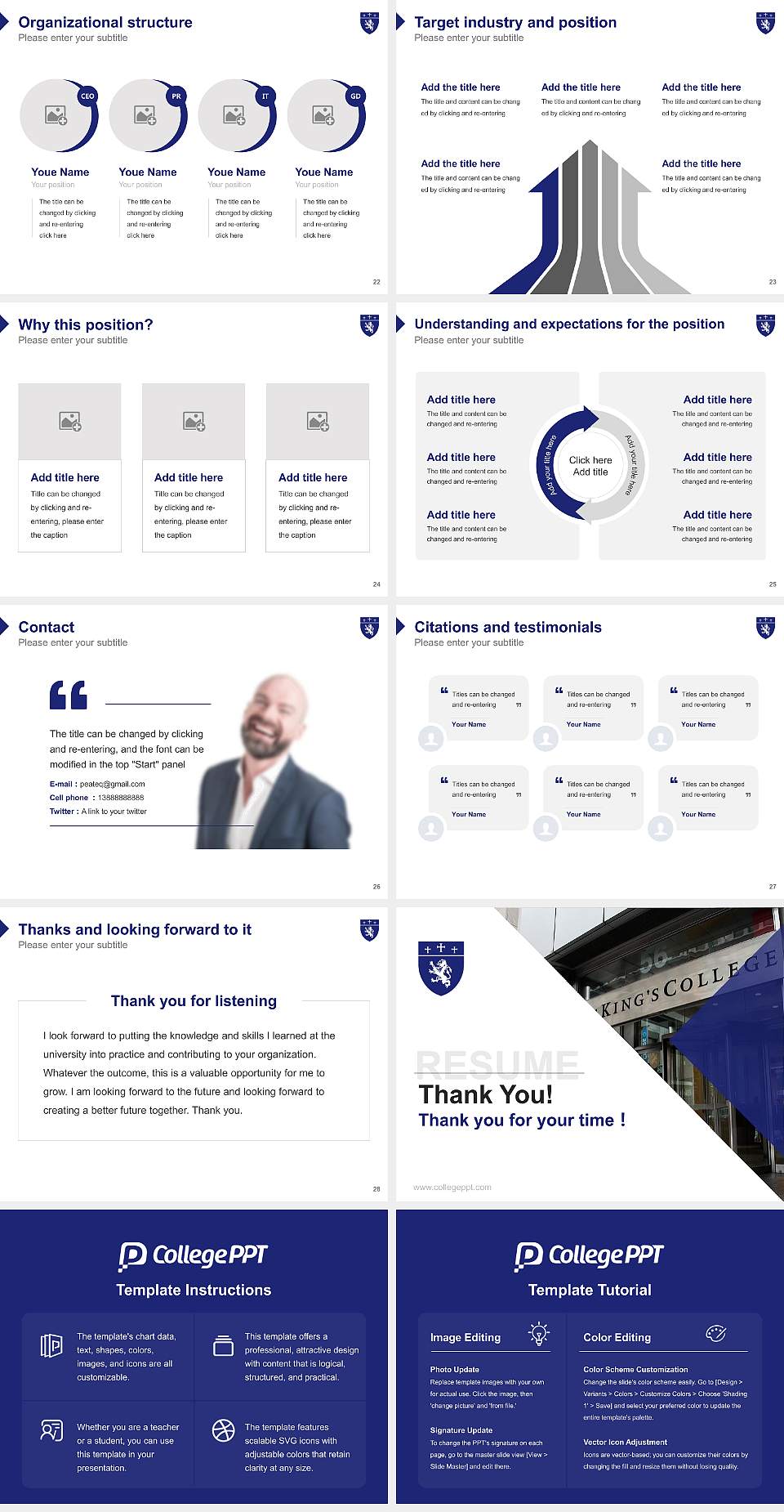 The King’S College Resume PPT Template4:3 ratio PPT effect preview image4