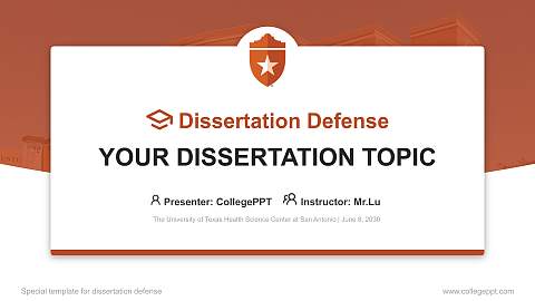 The University of Texas Health Science Center at San Antonio Graduation Thesis Defense PPT Template