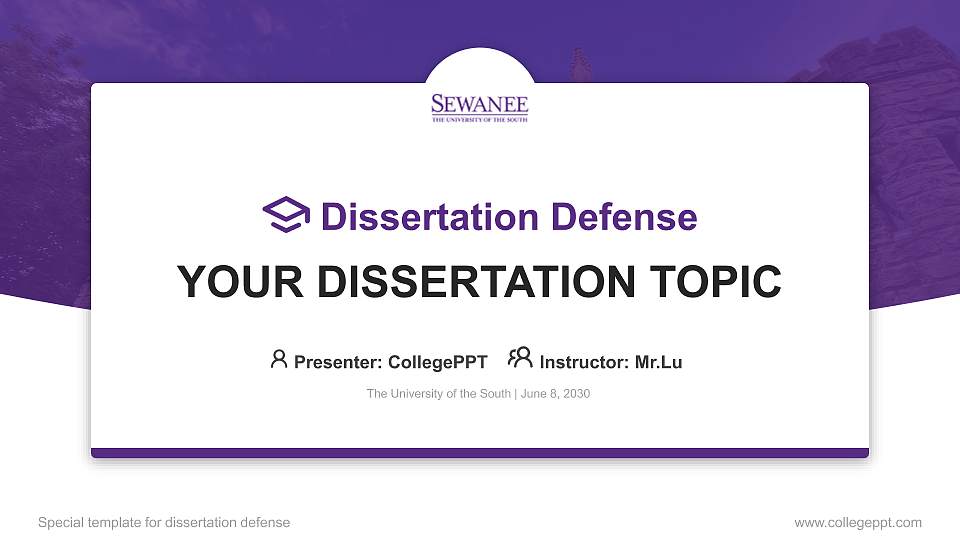 The University of the South Graduation Thesis Defense PPT Template16:9 ratio PPT effect preview image