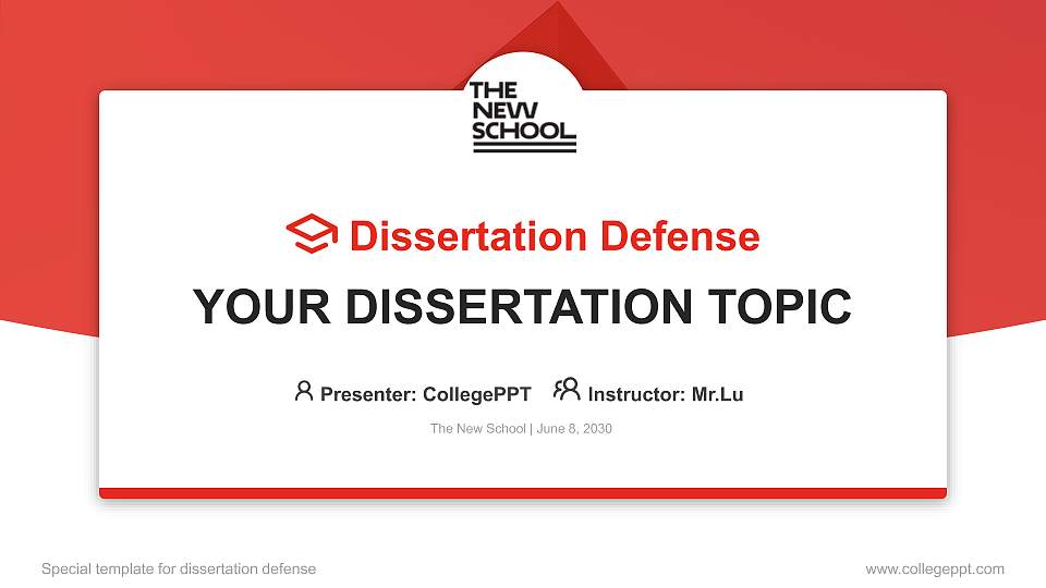The New School Graduation Thesis Defense PPT Template16:9 ratio PPT effect preview image