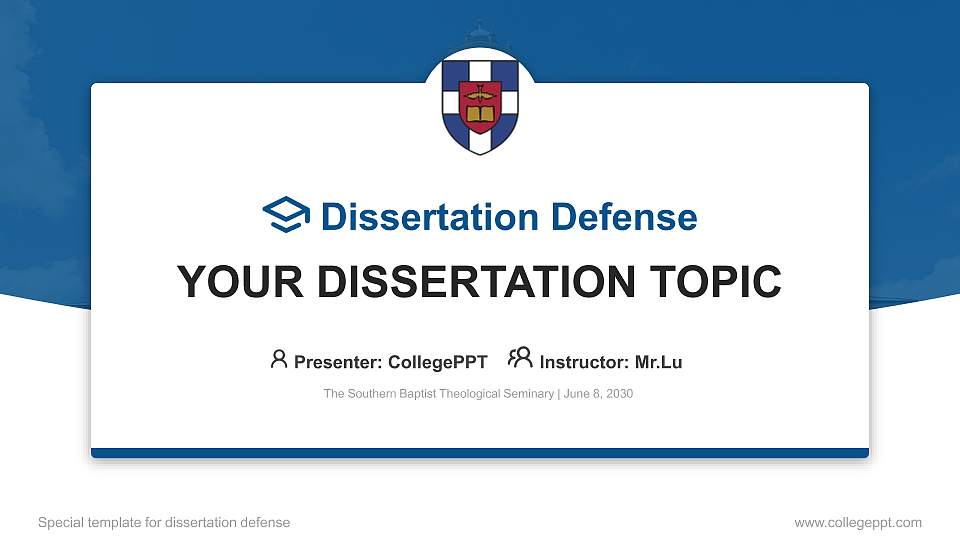The Southern Baptist Theological Seminary Graduation Thesis Defense PPT Template16:9 ratio PPT effect preview image