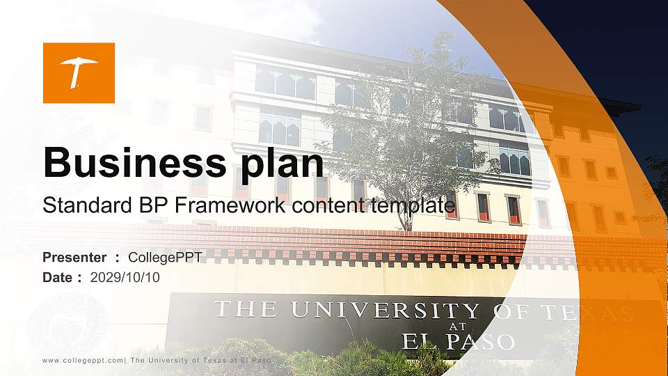 The University of Texas at El Paso Competition/Entrepreneurship Contest PPT Template16:9 ratio PPT effect preview image
