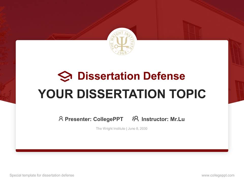 The Wright Institute Graduation Thesis Defense PPT Template4:3 ratio PPT effect preview image7