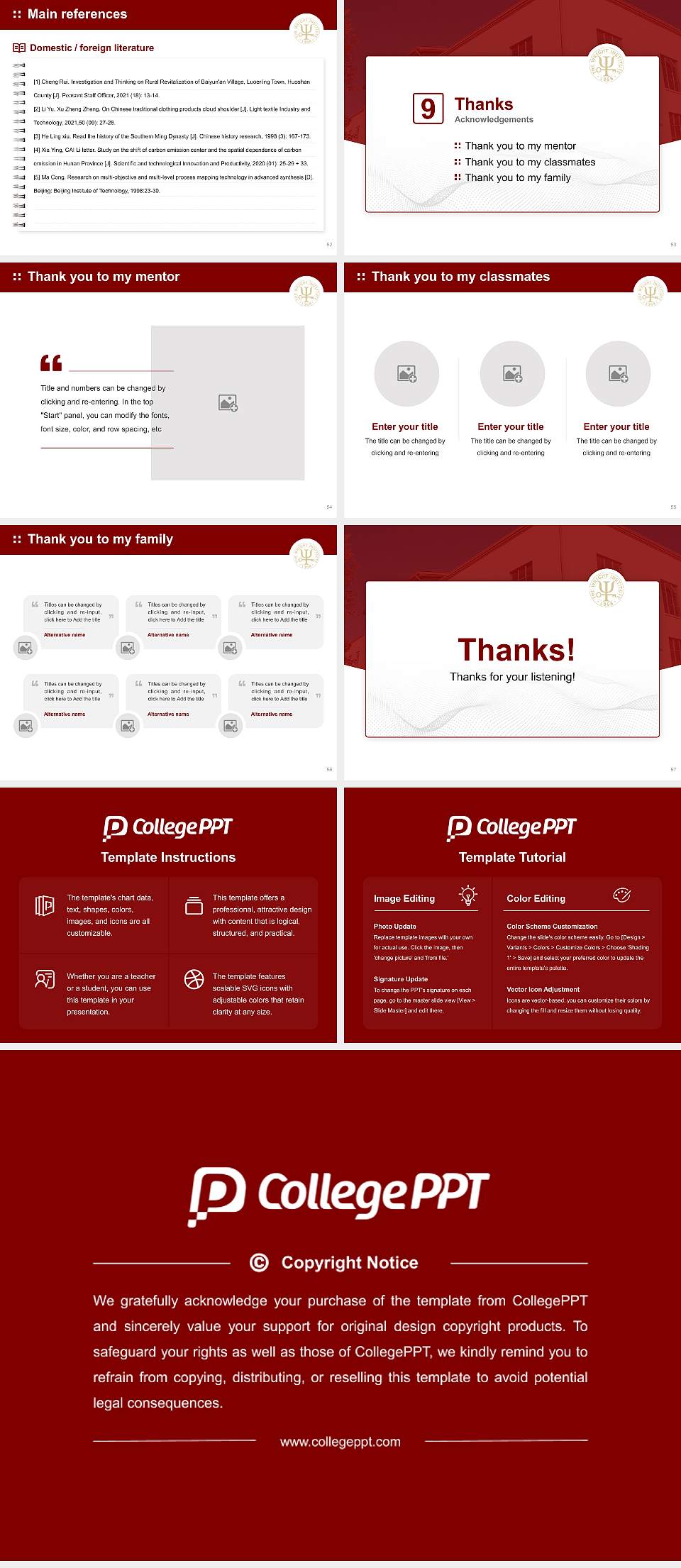 The Wright Institute Graduation Thesis Defense PPT Template4:3 ratio PPT effect preview image7