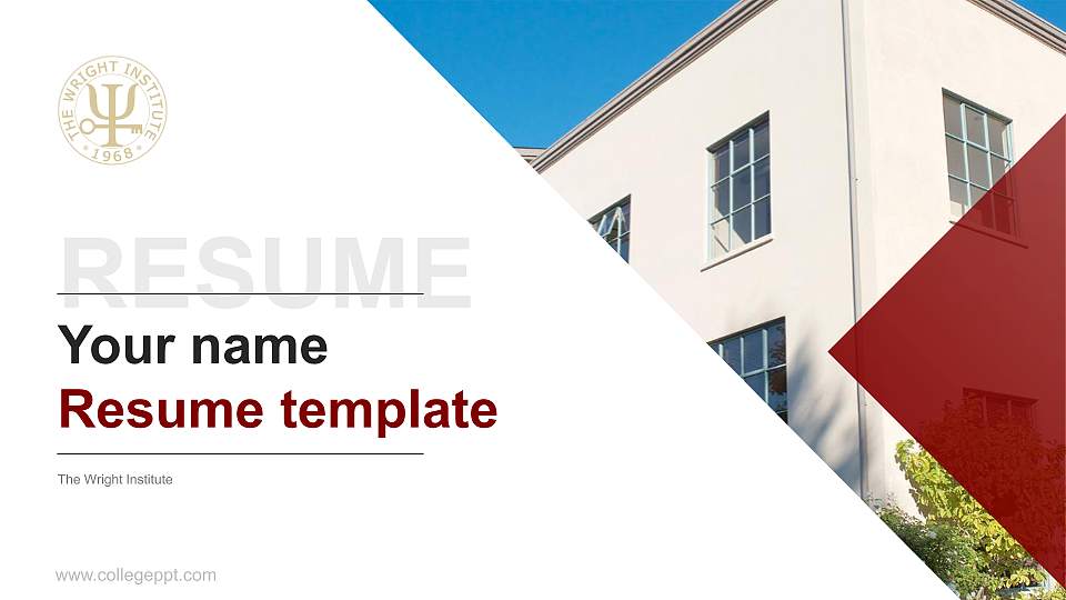 The Wright Institute Resume PPT Template16:9 ratio PPT effect preview image