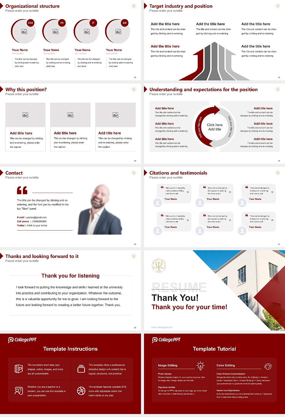 The Wright Institute Resume PPT Template16:9 ratio PPT effect preview image4