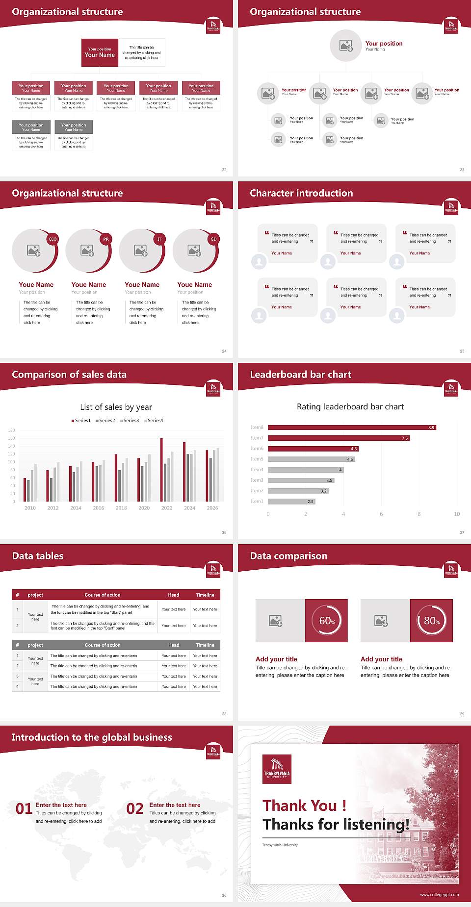 Transylvania University Academic Presentation/Research Findings Report PPT Template4:3 ratio PPT effect preview image4