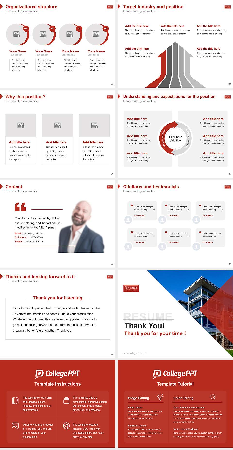 Thomas College Resume PPT Template4:3 ratio PPT effect preview image4