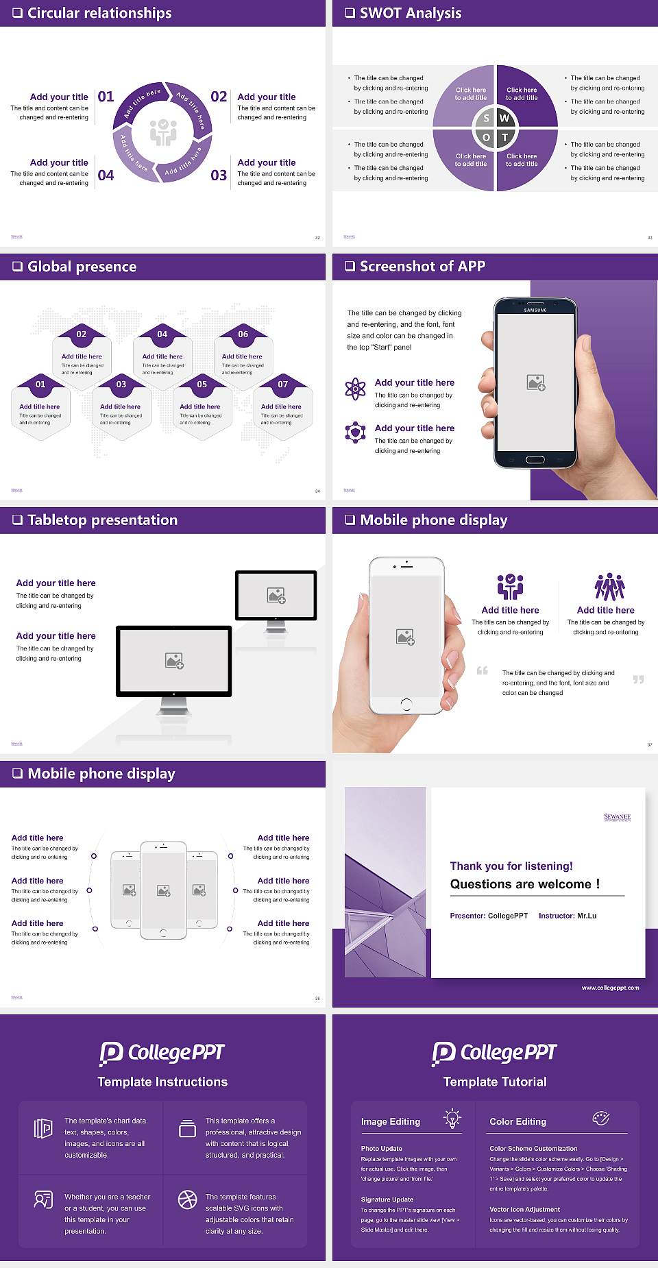 The University of the South General Purpose PPT Template4:3 ratio PPT effect preview image5