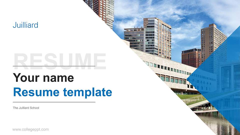 The Juilliard School Resume PPT Template16:9 ratio PPT effect preview image