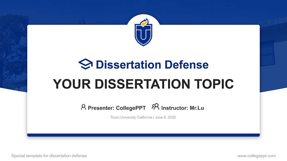 Touro University California Graduation Thesis Defense PPT Template16:9 ratio PPT effect preview image