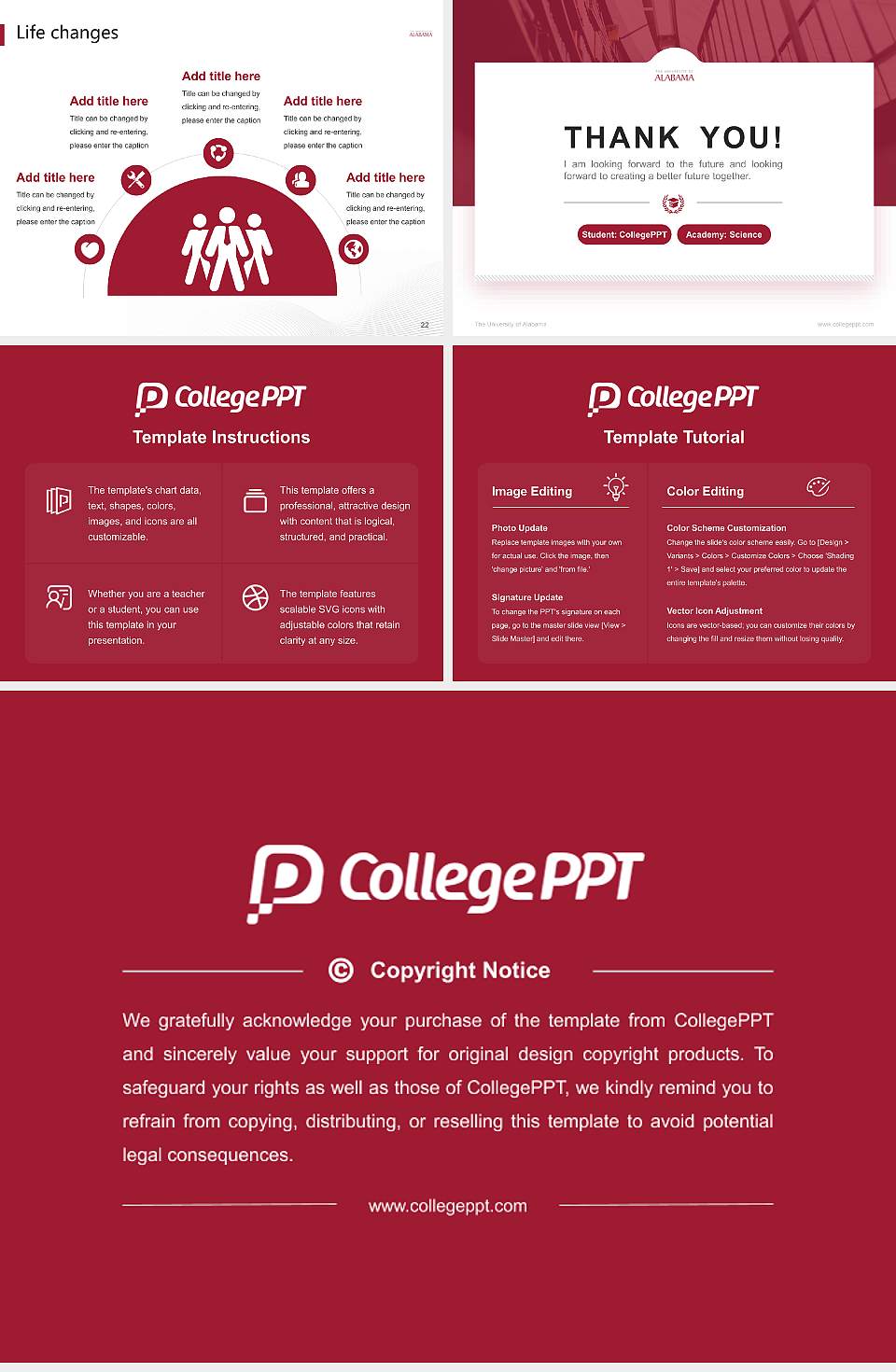 The University of Alabama National Scholarship Defense PPT Template4:3 ratio PPT effect preview image4
