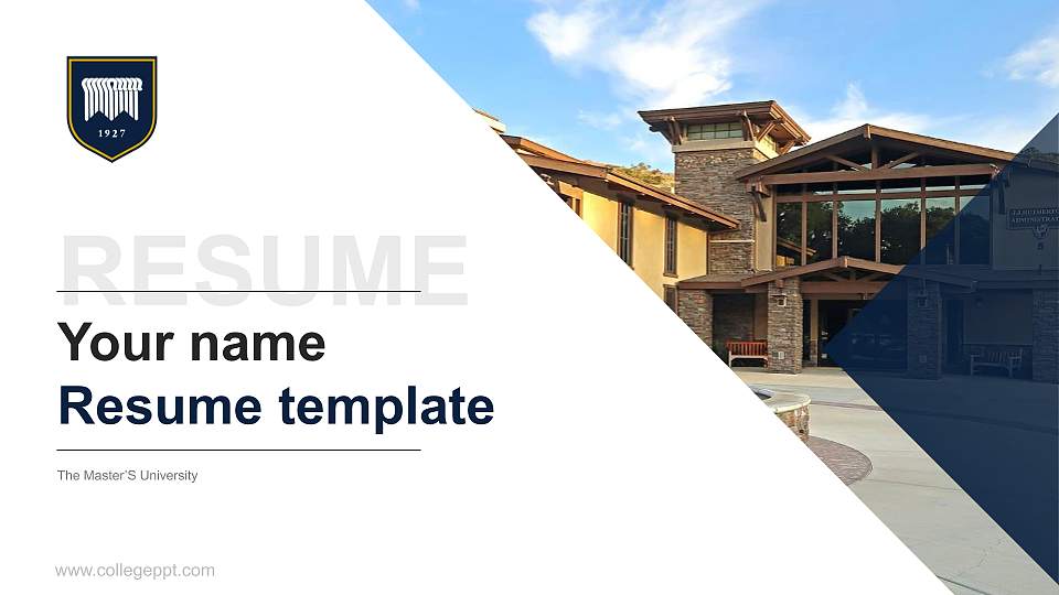 The Master’S University Resume PPT Template16:9 ratio PPT effect preview image