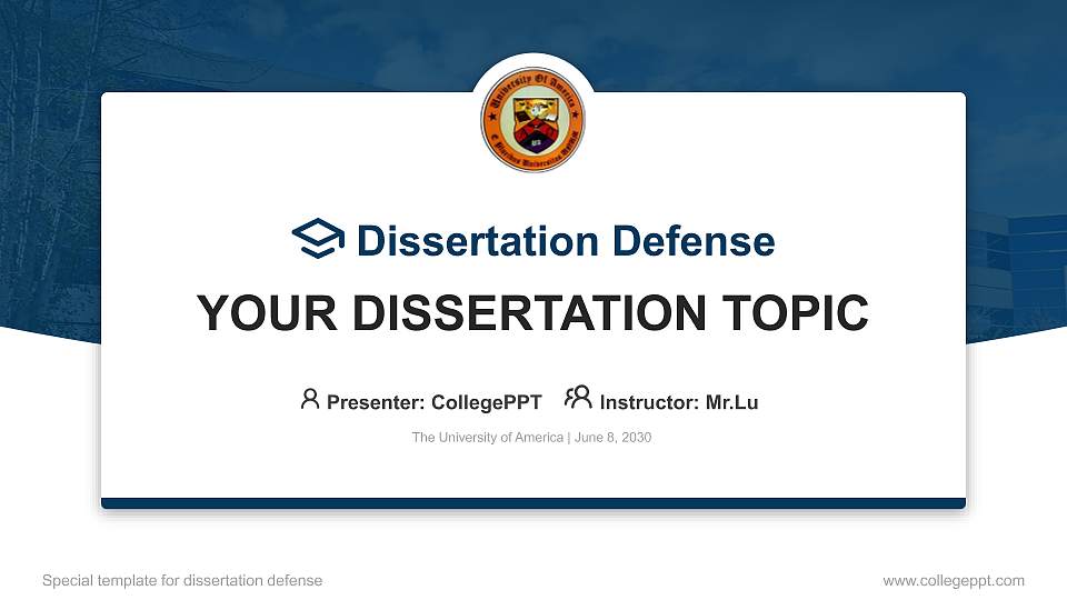 The University of America Graduation Thesis Defense PPT Template16:9 ratio PPT effect preview image