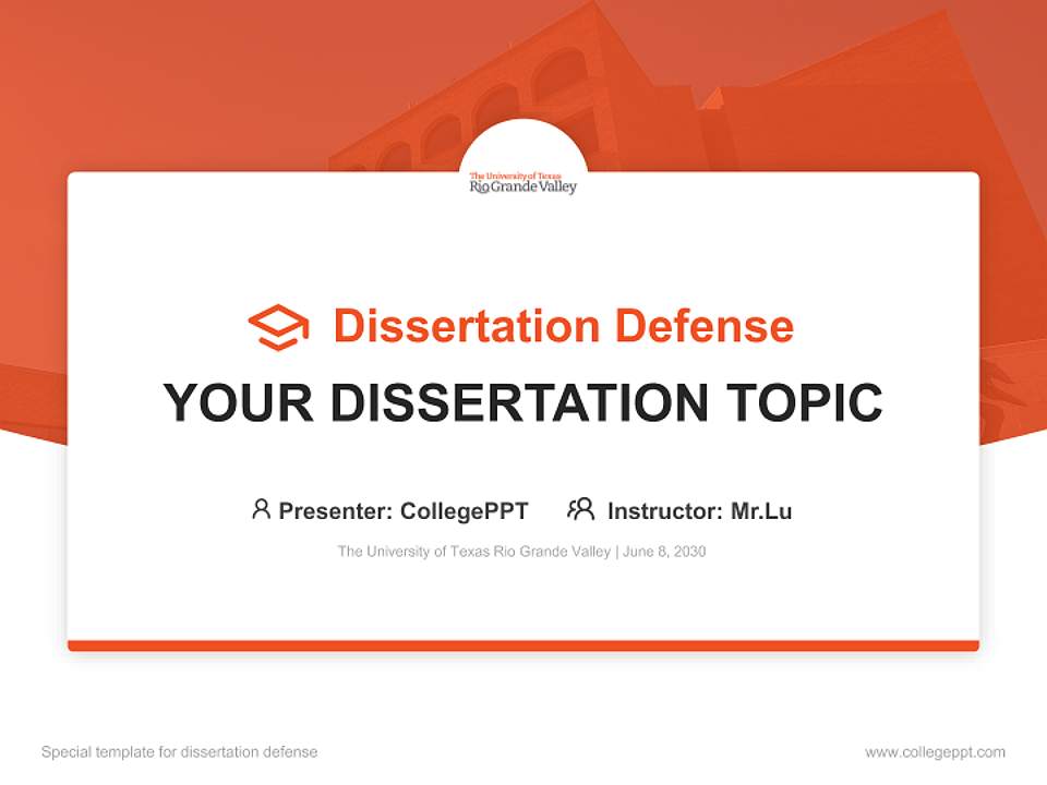 The University of Texas Rio Grande Valley Graduation Thesis Defense PPT Template4:3 ratio PPT effect preview image7