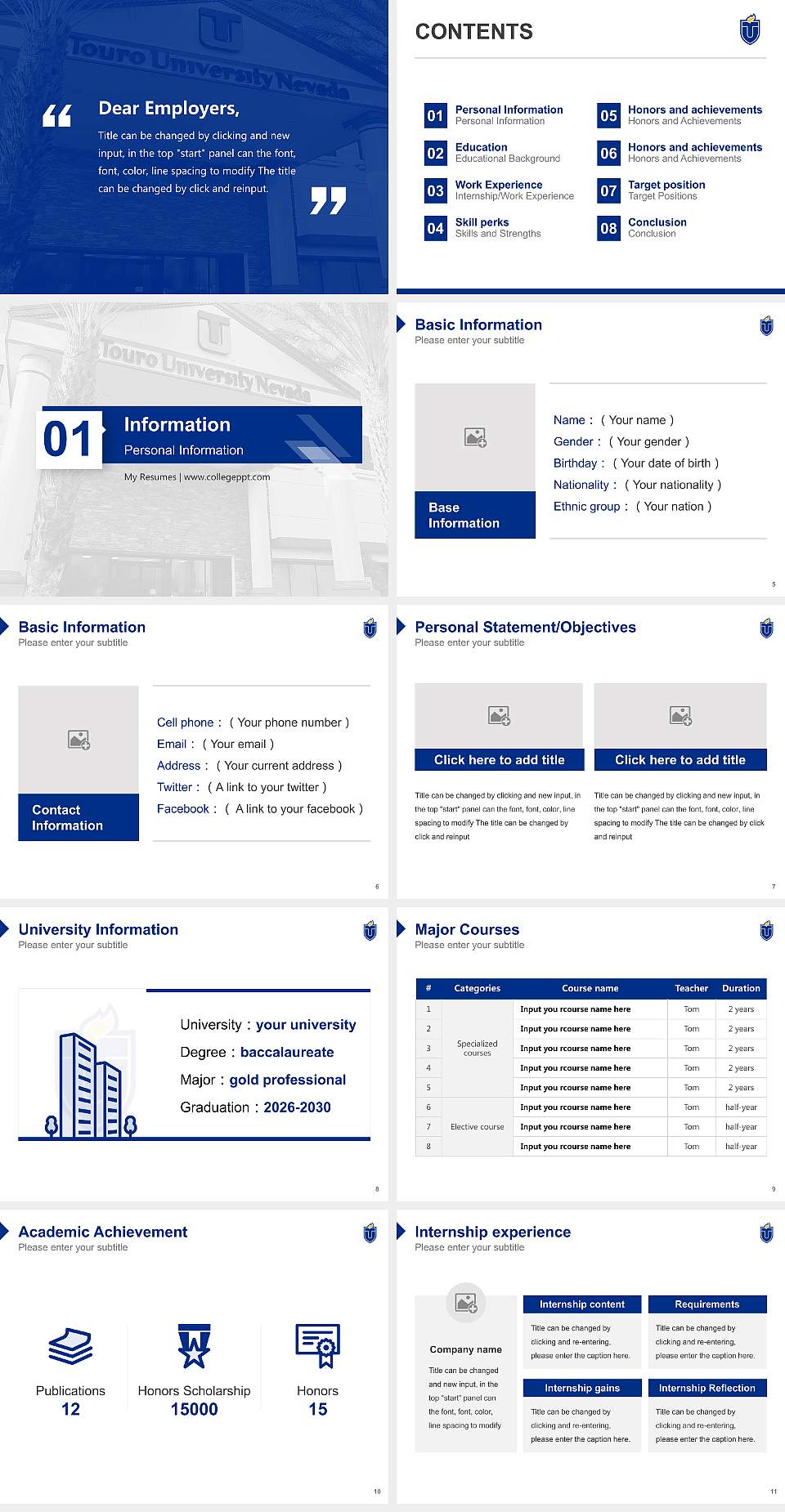 Touro University Nevada Resume PPT Template4:3 ratio PPT effect preview image2