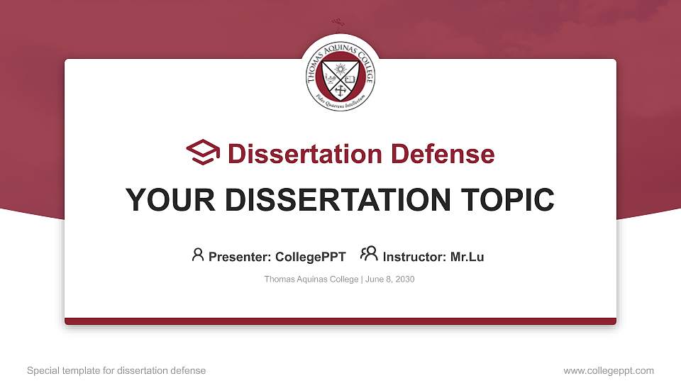 Thomas Aquinas College Graduation Thesis Defense PPT Template16:9 ratio PPT effect preview image