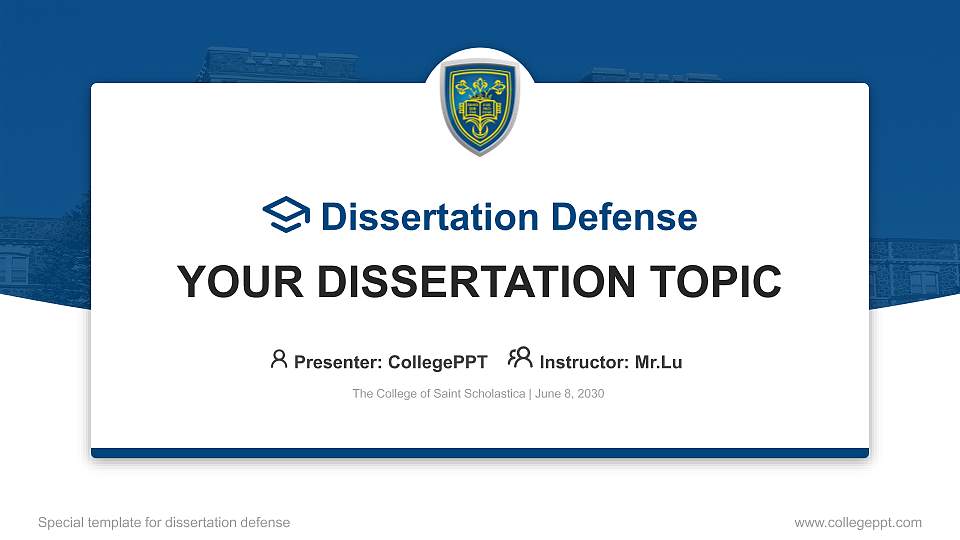 The College of Saint Scholastica Graduation Thesis Defense PPT Template16:9 ratio PPT effect preview image