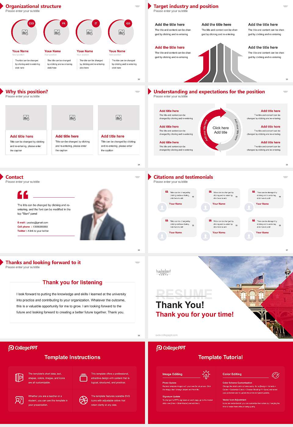 The University of Tampa Resume PPT Template16:9 ratio PPT effect preview image4