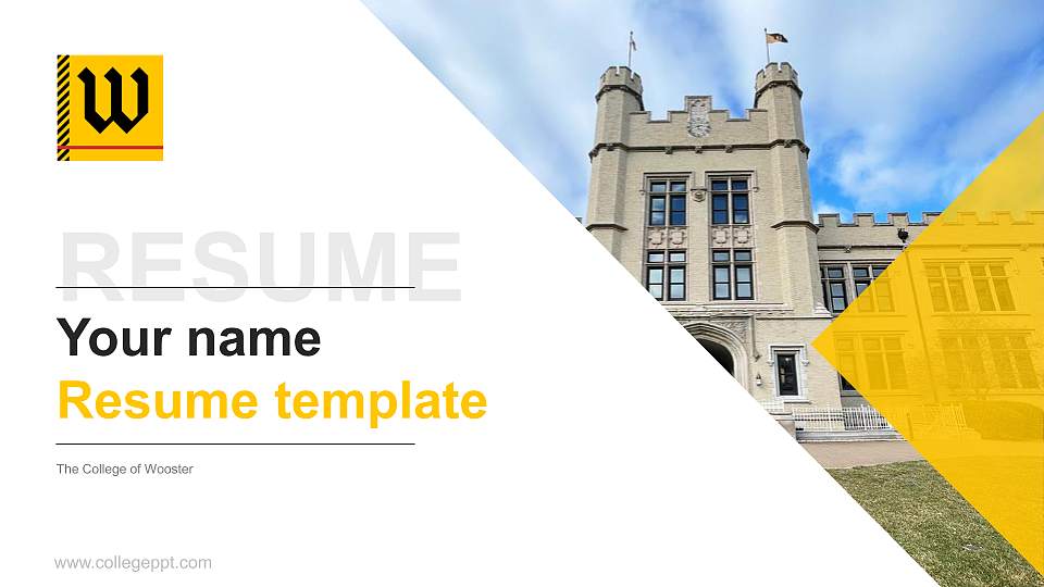 The College of Wooster Resume PPT Template16:9 ratio PPT effect preview image1