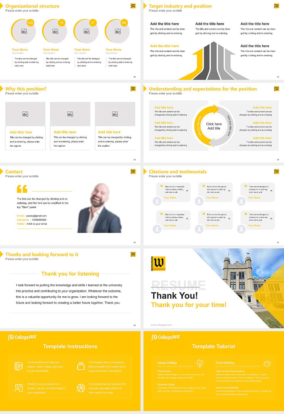 The College of Wooster Resume PPT Template16:9 ratio PPT effect preview image4