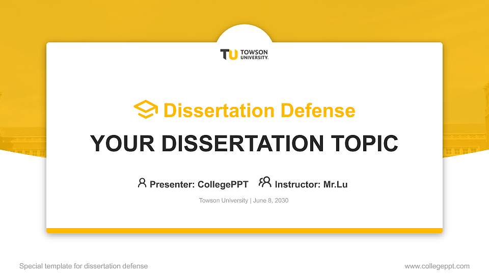 Towson University Graduation Thesis Defense PPT Template16:9 ratio PPT effect preview image