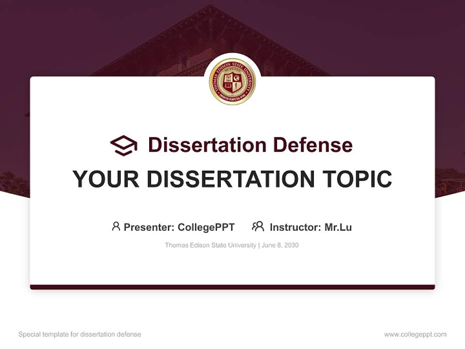 Thomas Edison State University Graduation Thesis Defense PPT Template4:3 ratio PPT effect preview image7