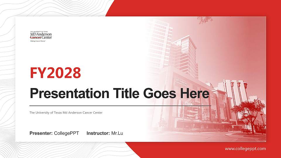 The University of Texas Md Anderson Cancer Center Academic Presentation/Research Findings Report PPT Template16:9 ratio PPT effect preview image