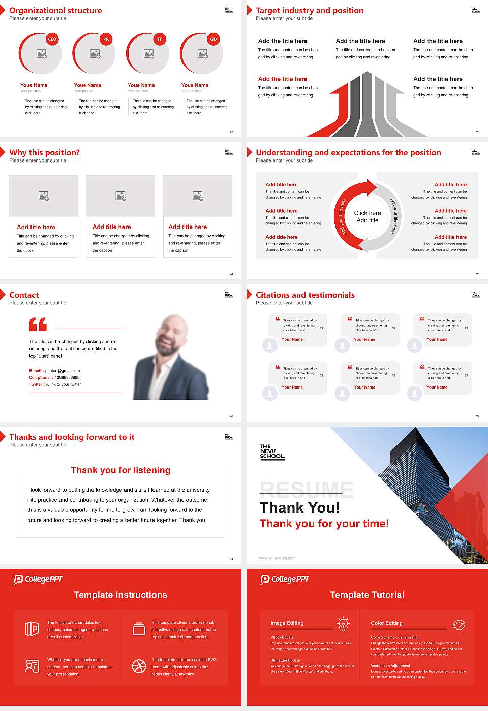 The New School Resume PPT Template16:9 ratio PPT effect preview image4