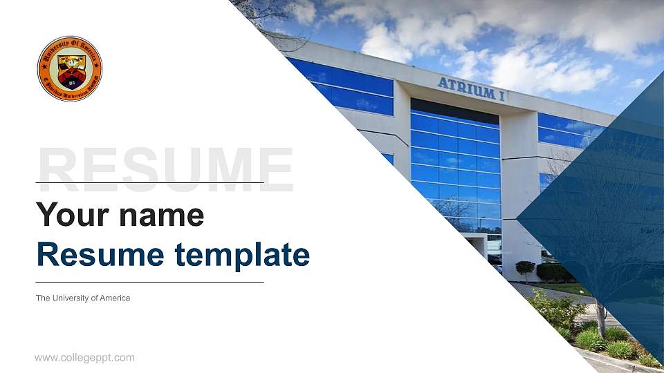 The University of America Resume PPT Template16:9 ratio PPT effect preview image