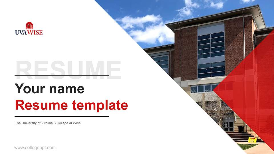 The University of Virginia’S College at Wise Resume PPT Template16:9 ratio PPT effect preview image