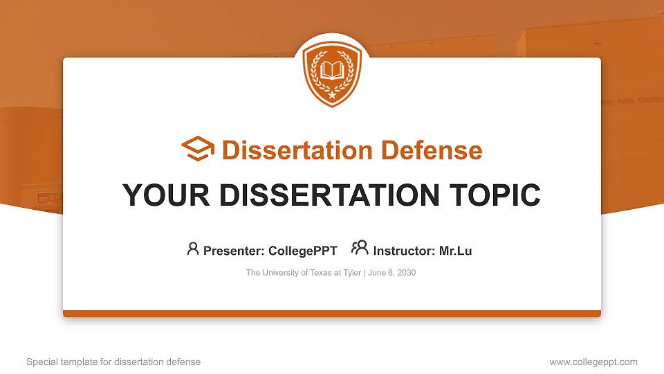 The University of Texas at Tyler Graduation Thesis Defense PPT Template16:9 ratio PPT effect preview image