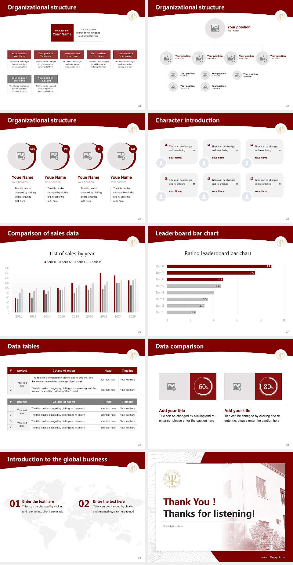 The Wright Institute Academic Presentation/Research Findings Report PPT Template4:3 ratio PPT effect preview image4