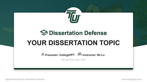 Tiffin University Graduation Thesis Defense PPT Template