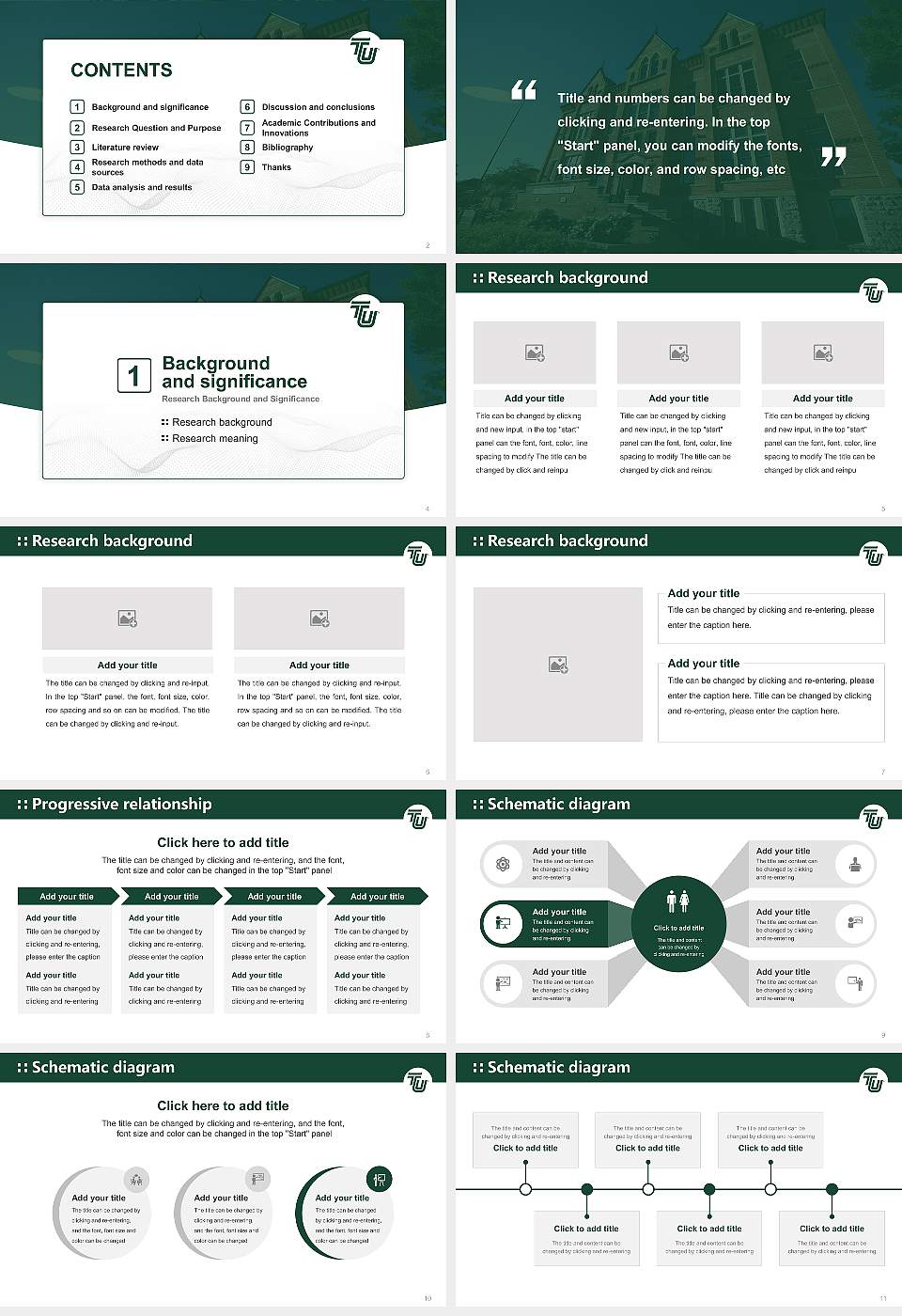 Tiffin University Graduation Thesis Defense PPT Template16:9 ratio PPT effect preview image2