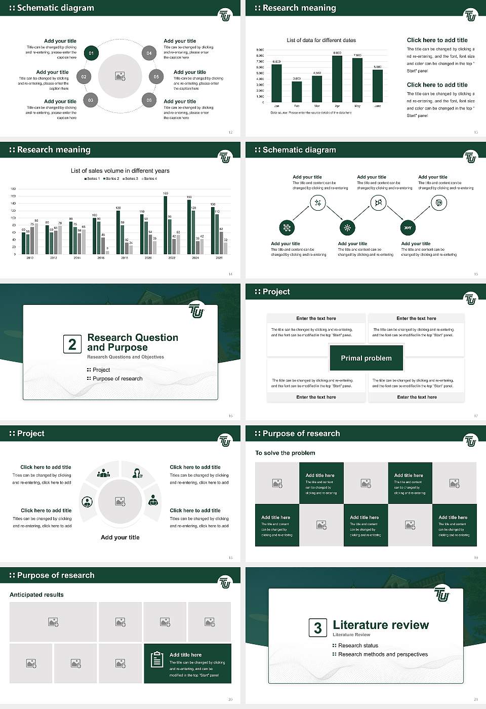 Tiffin University Graduation Thesis Defense PPT Template16:9 ratio PPT effect preview image3