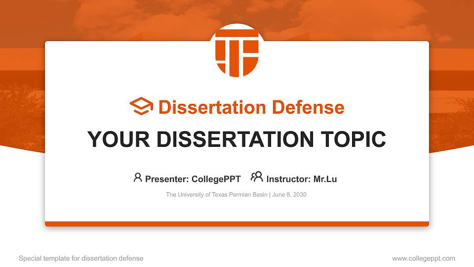 The University of Texas Permian Basin Graduation Thesis Defense PPT Template16:9 ratio PPT effect preview image